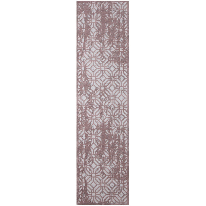 Machine Washable Flatweave Rug Geometric in Pink