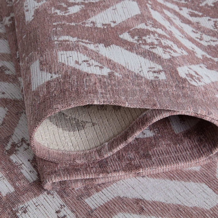 Machine Washable Flatweave Rug Geometric in Pink
