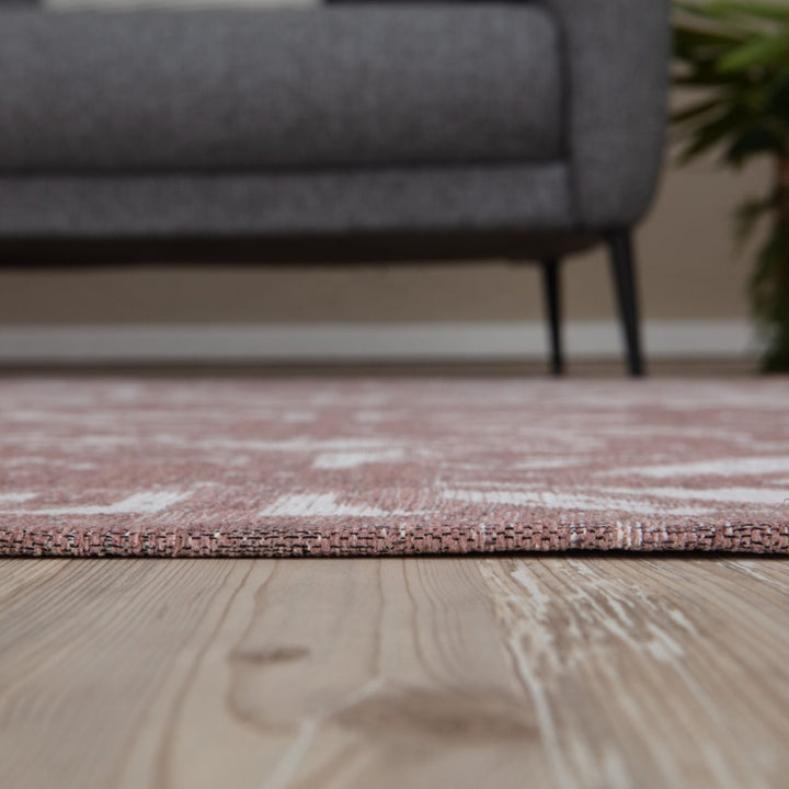 Machine Washable Flatweave Rug Geometric in Pink