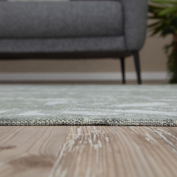 Machine Washable Flatweave Rug Geometric in Green