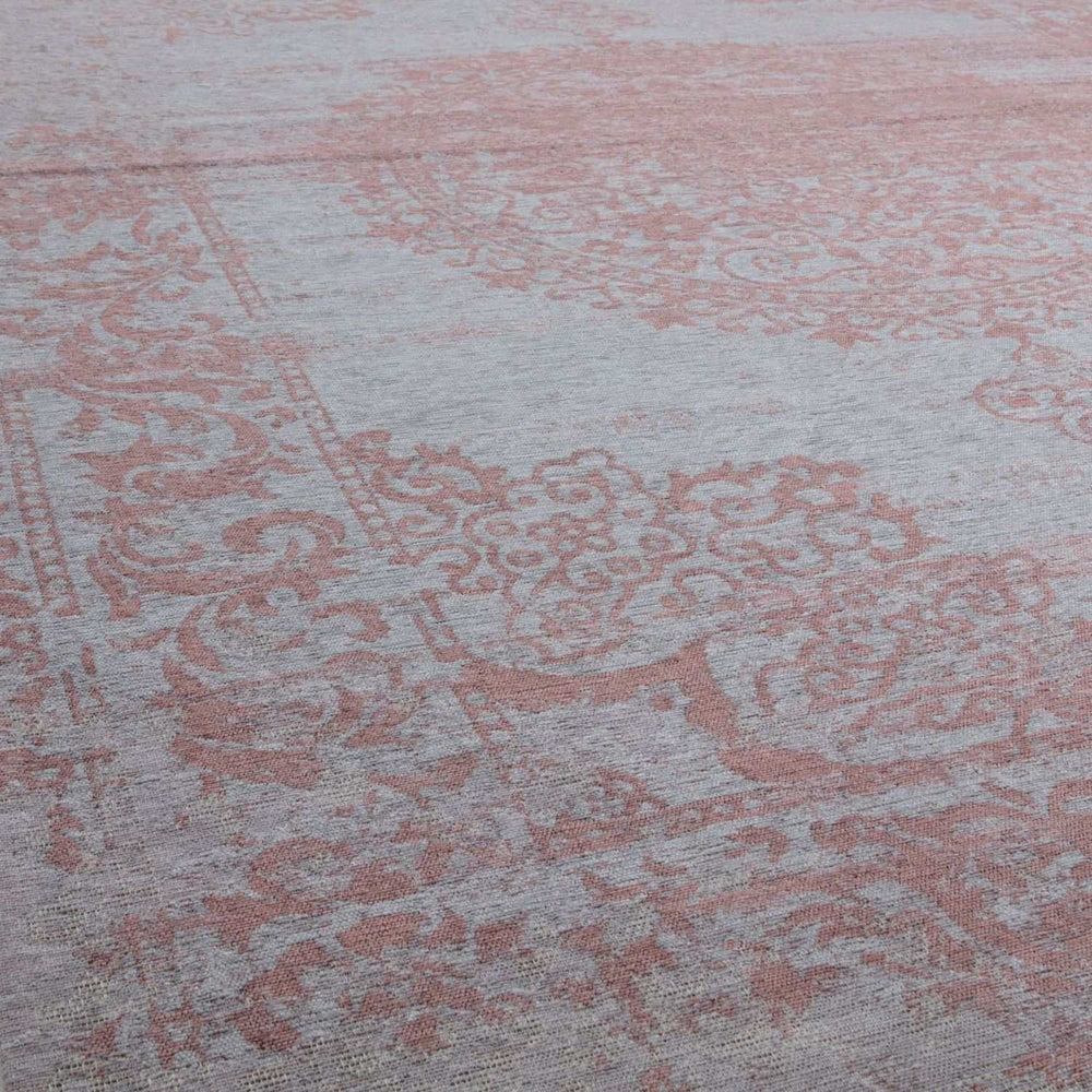 Machine Washable Flatweave Rug Medallion in Pink