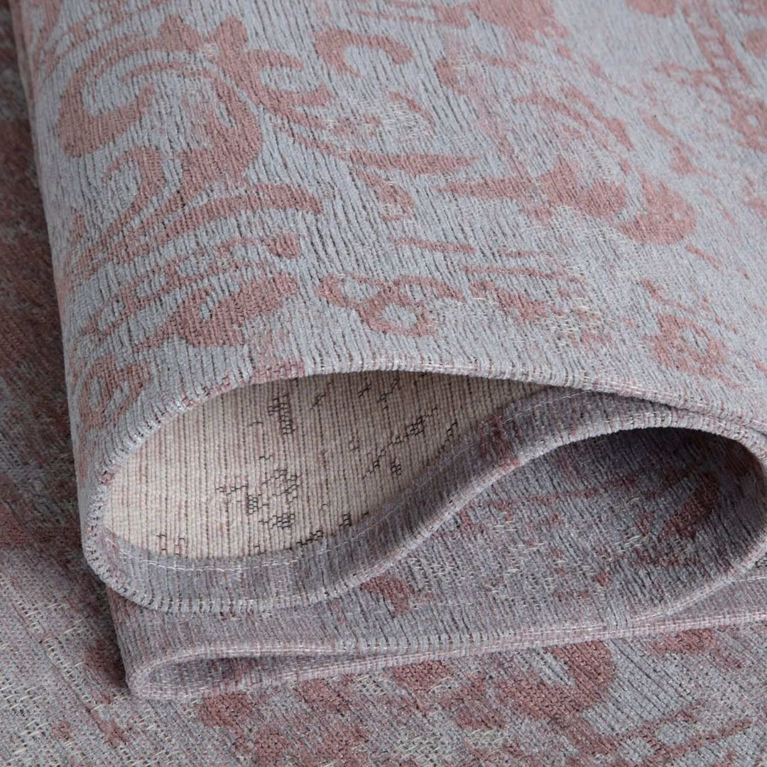 Machine Washable Flatweave Rug Medallion in Pink