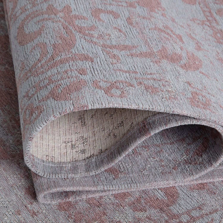 Machine Washable Flatweave Rug Medallion in Pink