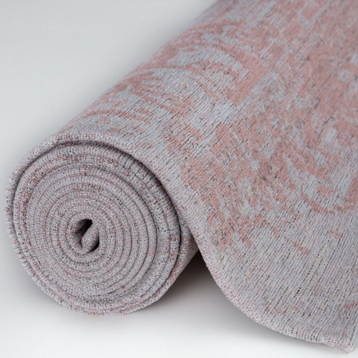 Machine Washable Flatweave Rug Medallion in Pink
