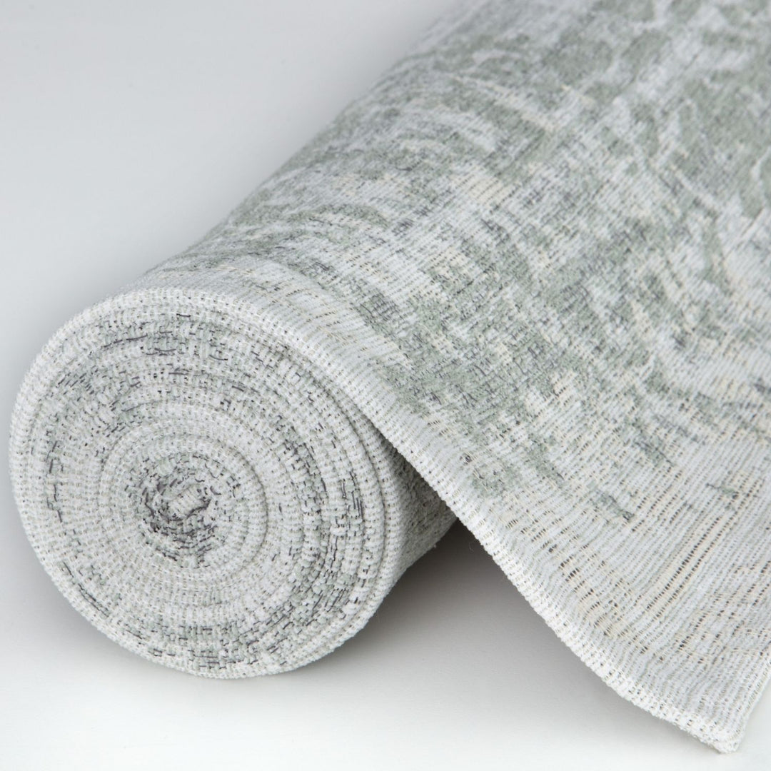  Machine Washable Flatweave Rug Medallion in Green 