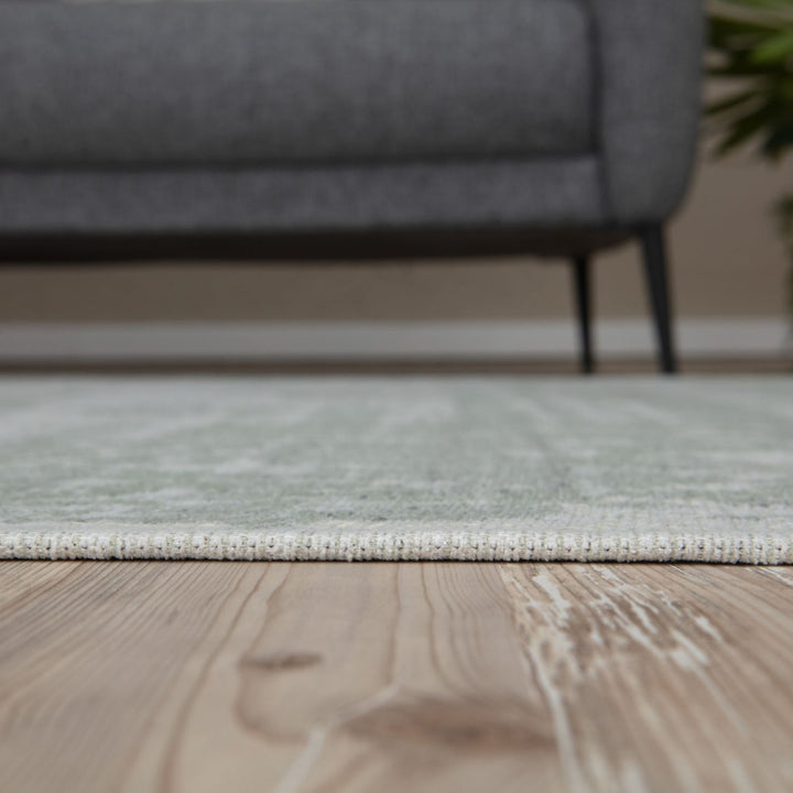  Machine Washable Flatweave Rug Medallion in Green 