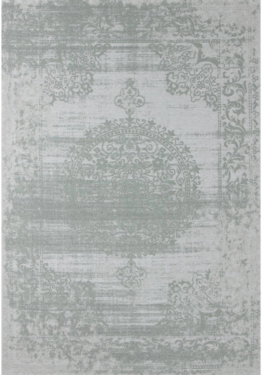  Machine Washable Flatweave Rug Medallion in Green 