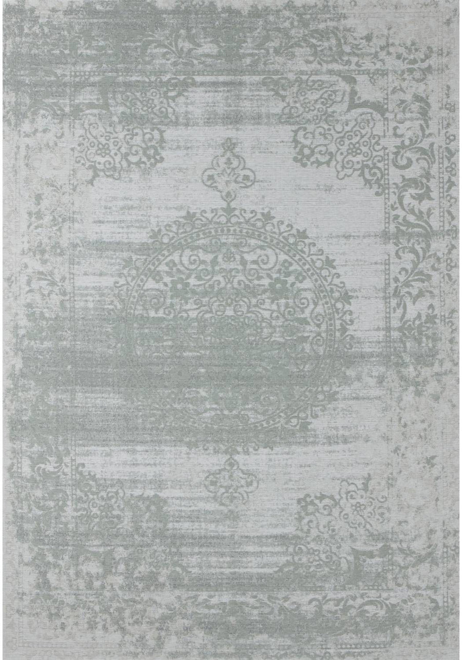  Machine Washable Flatweave Rug Medallion in Green 