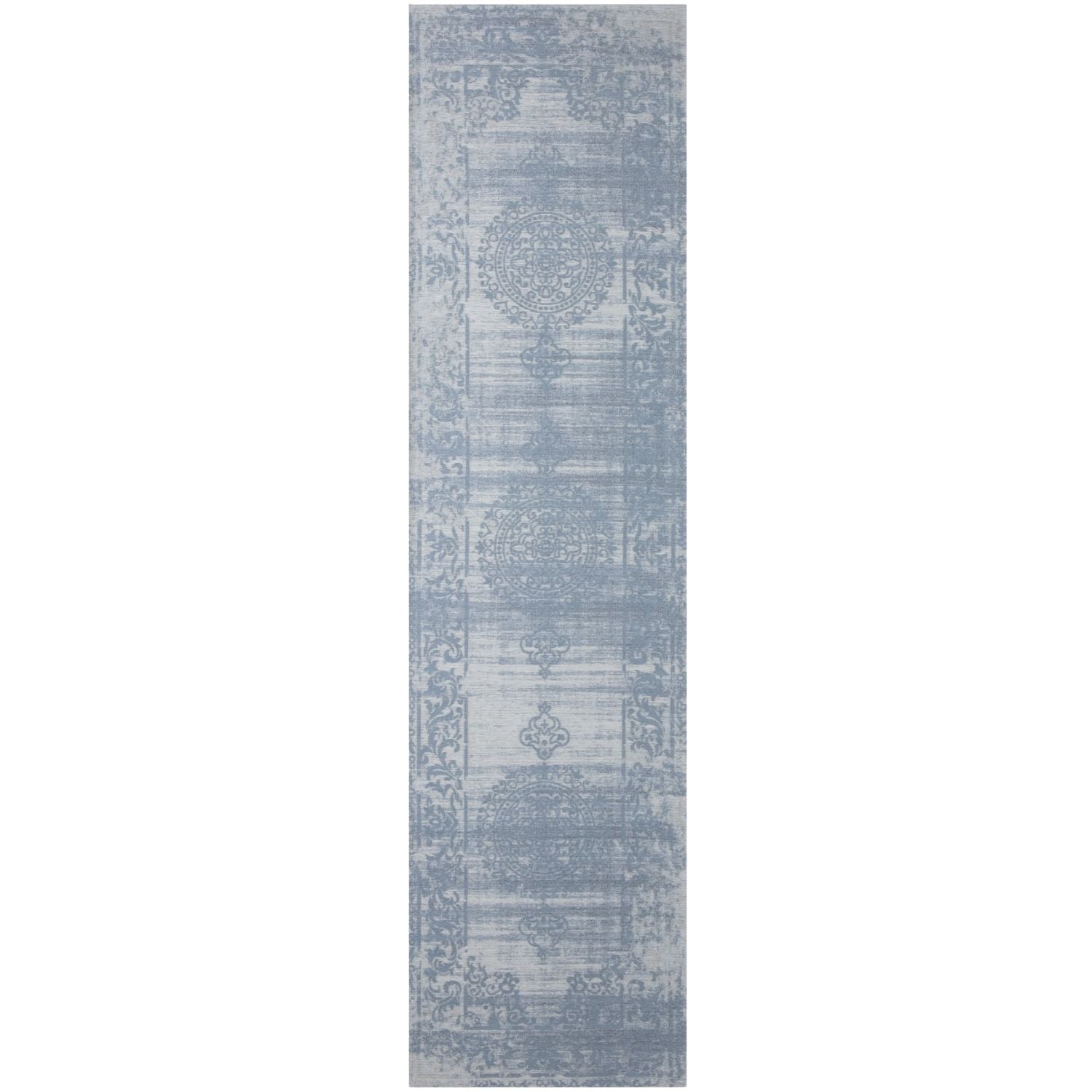 Machine Washable Flatweave Rug Medallion in Blue