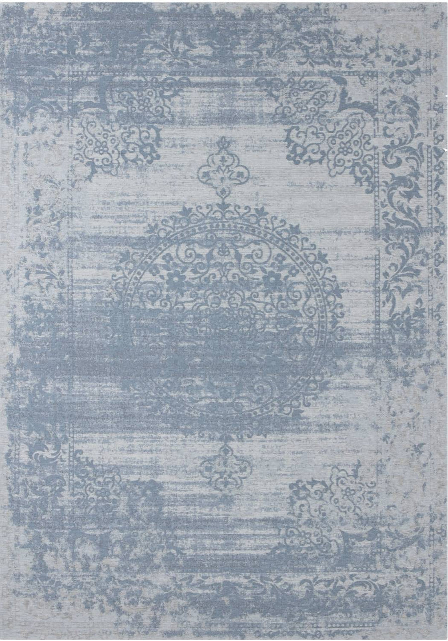 Machine Washable Flatweave Rug Medallion in Blue