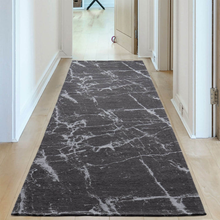Machine Washable Flatweave Rug Abstract Design in Grey