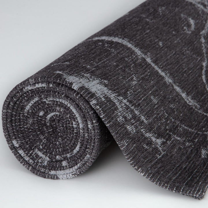 Machine Washable Flatweave Rug Abstract Design in Grey
