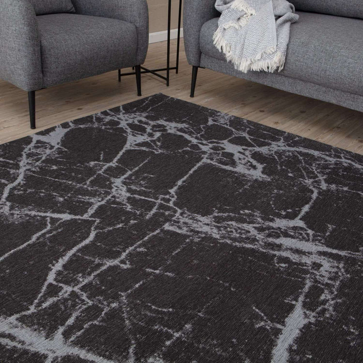 Machine Washable Flatweave Rug Abstract Design in Grey