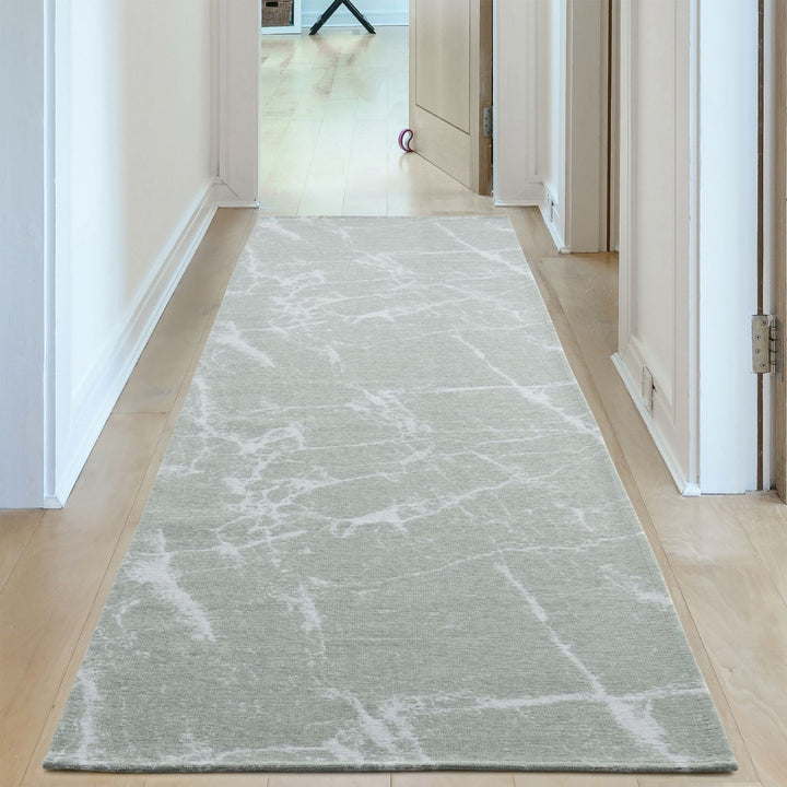 Machine Washable Flatweave Rug Abstract Green