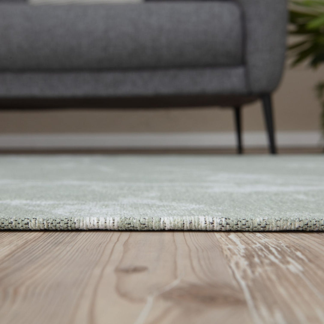 Machine Washable Flatweave Rug Abstract Green