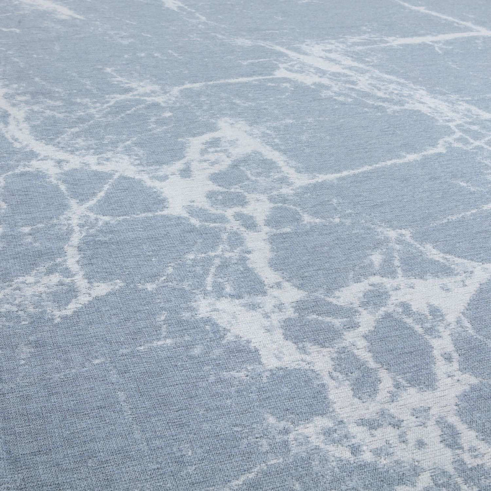 Machine Washable Flatweave Rug Abstract Blue