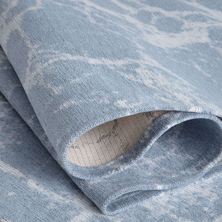 Machine Washable Flatweave Rug Abstract Blue