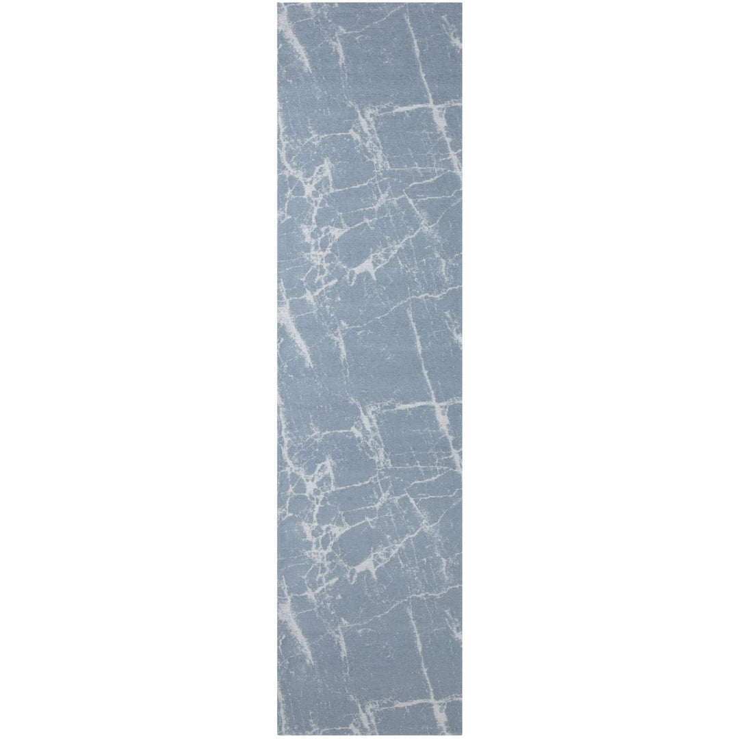 Machine Washable Flatweave Rug Abstract Blue