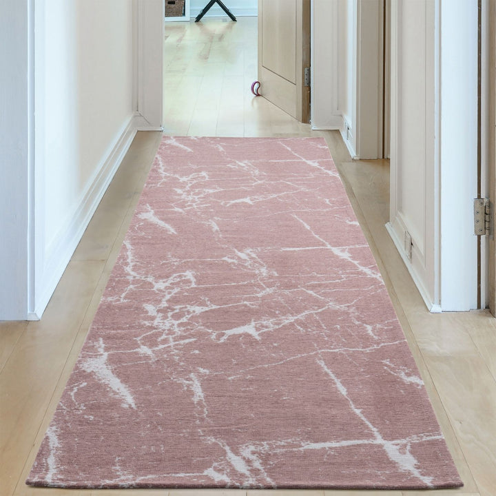 Machine Washable Flatweave Rug Abstract Pink