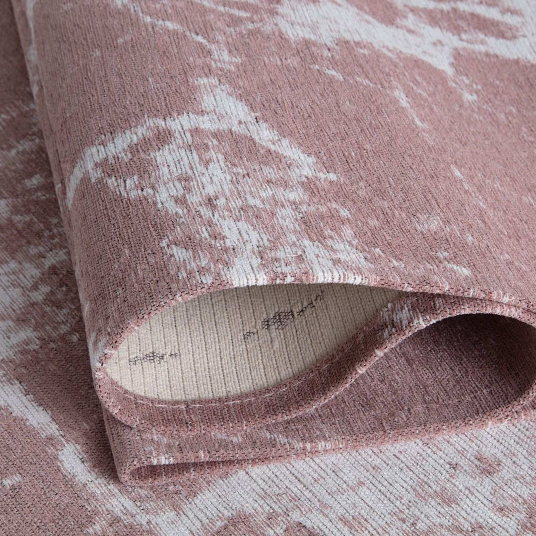 Machine Washable Flatweave Rug Abstract Pink