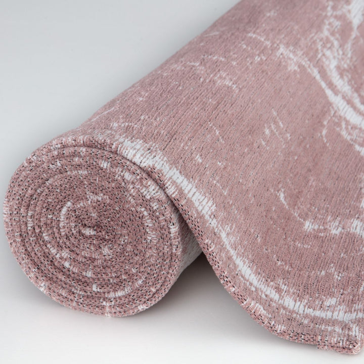 Machine Washable Flatweave Rug Abstract Pink