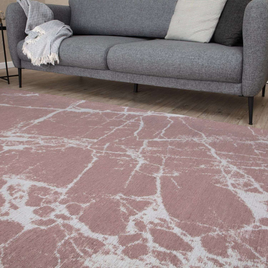 Machine Washable Flatweave Rug Abstract Pink
