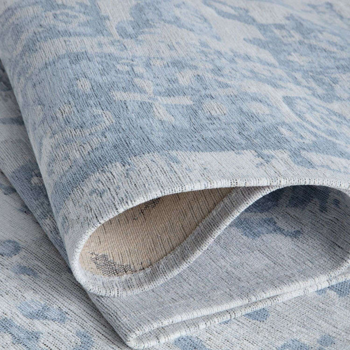 Machine Washable Flatweave Rug Oriental in Blue