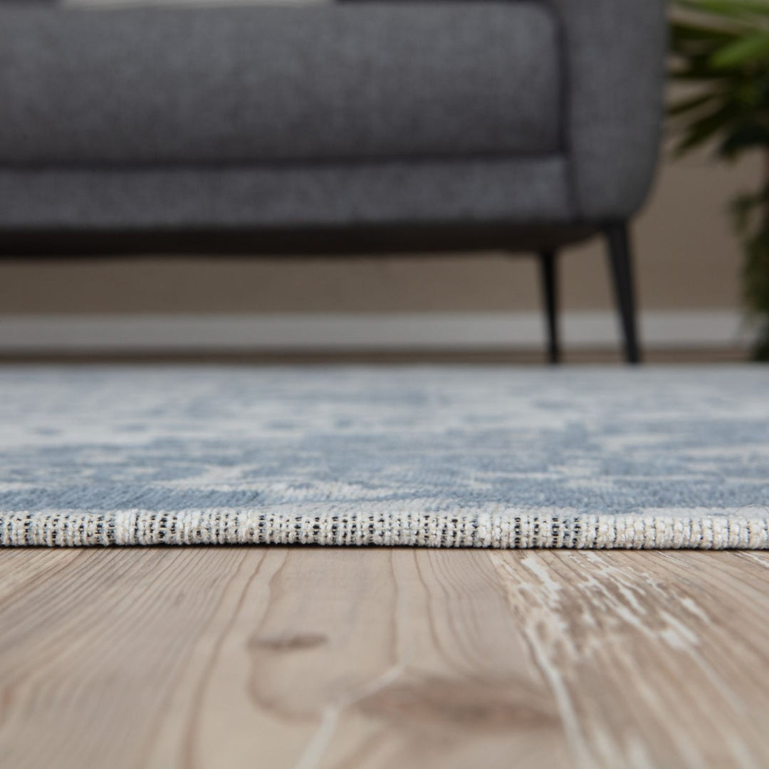 Machine Washable Flatweave Rug Oriental in Blue