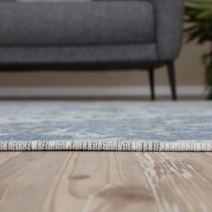 Machine Washable Flatweave Rug Oriental in Blue