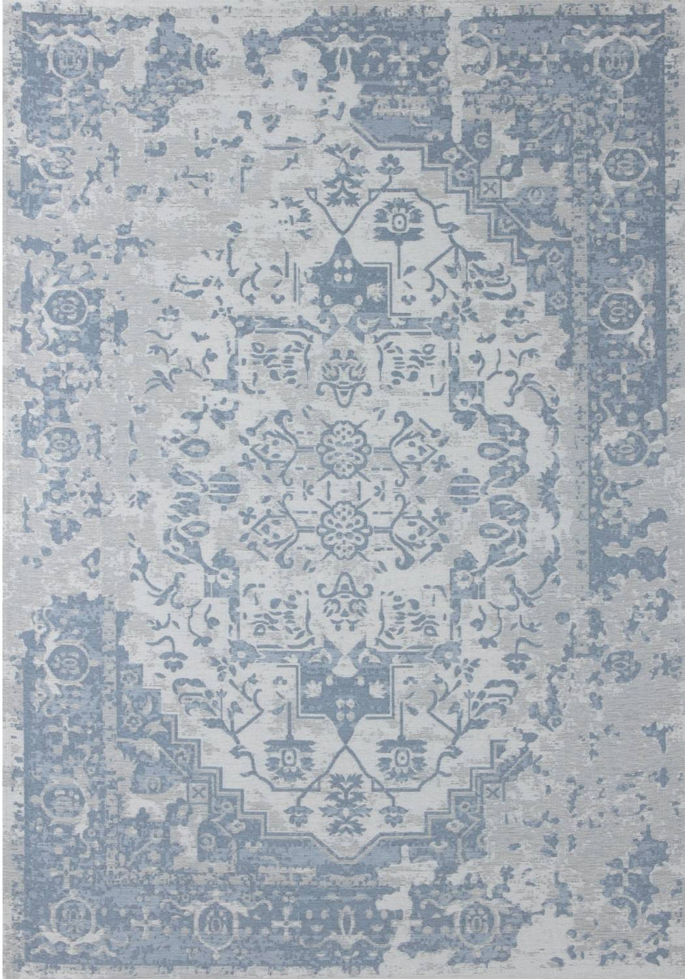 Machine Washable Flatweave Rug Oriental in Blue
