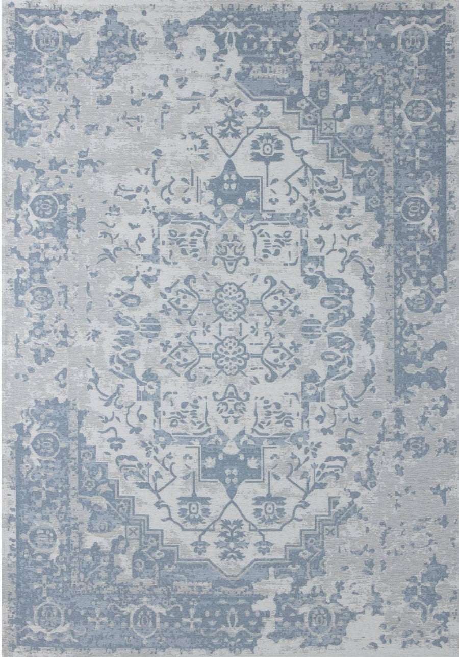 Machine Washable Flatweave Rug Oriental in Blue