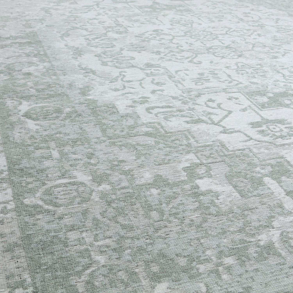 Machine Washable Flatweave Rug Oriental in Green