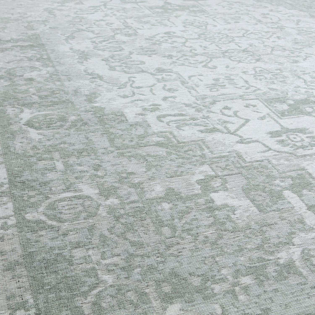 Machine Washable Flatweave Rug Oriental in Green