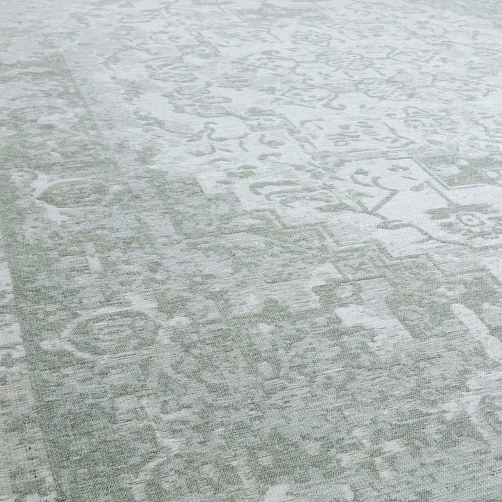 Machine Washable Flatweave Rug Oriental in Green
