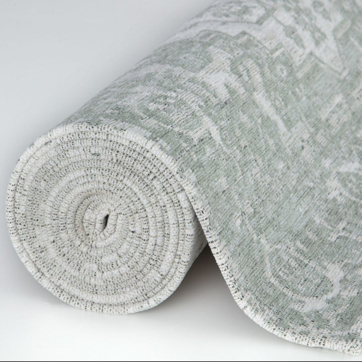 Machine Washable Flatweave Rug Oriental in Green