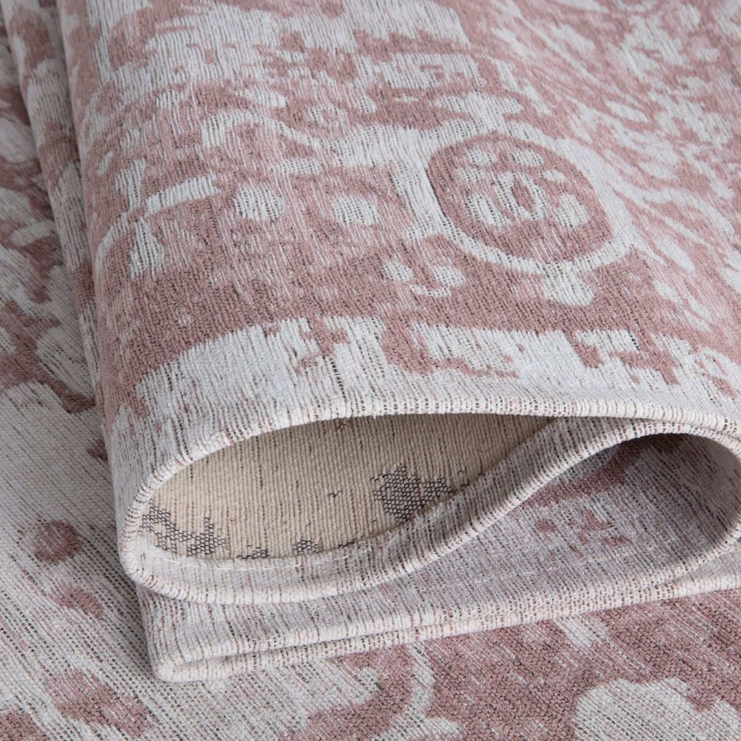 Machine Washable Flatweave Rug Oriental in Pink