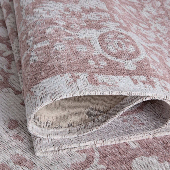 Machine Washable Flatweave Rug Oriental in Pink