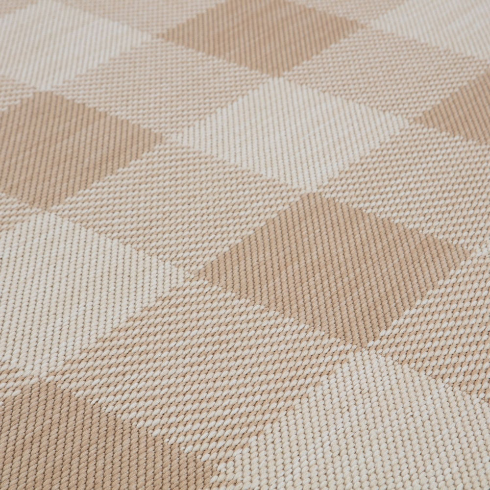 Beige Checkered Outdoor Rug for Garden | The Rugs