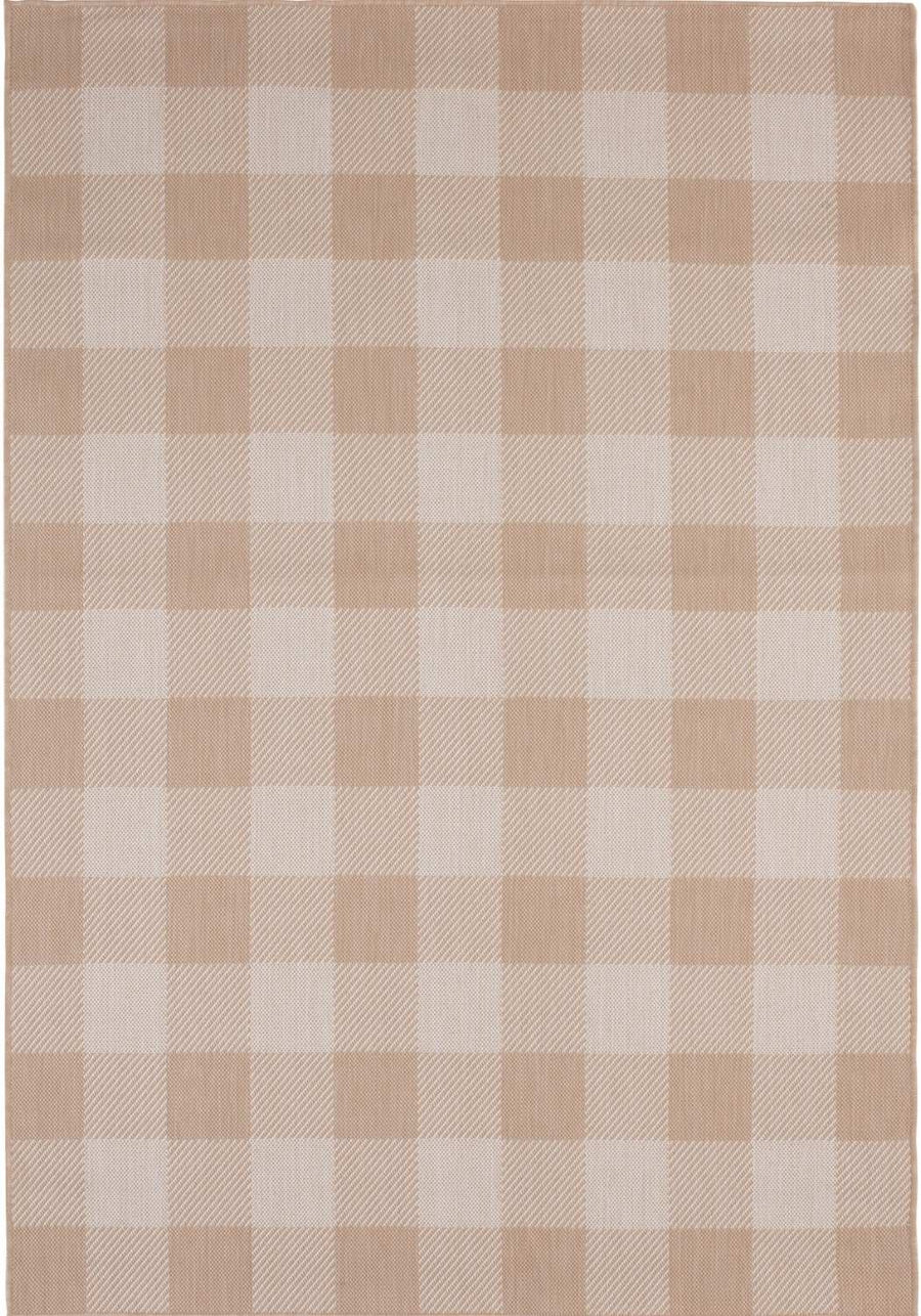 Beige Checkered Outdoor Rug for Garden | The Rugs