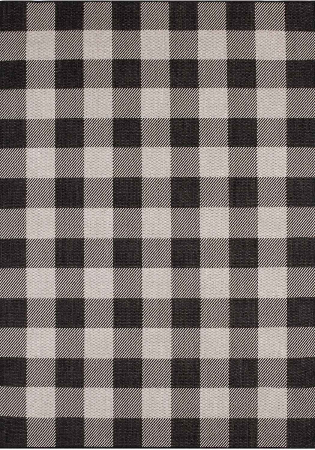 Black Checkered Outdoor Rug for Garden | The Rugs