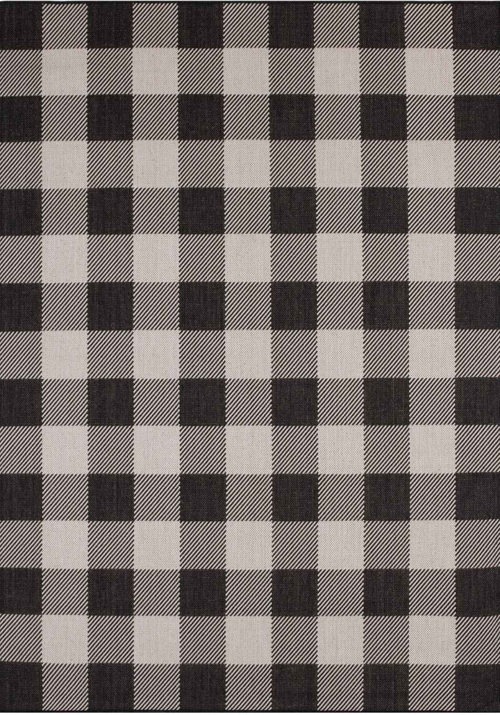 Black Checkered Outdoor Rug for Garden | The Rugs