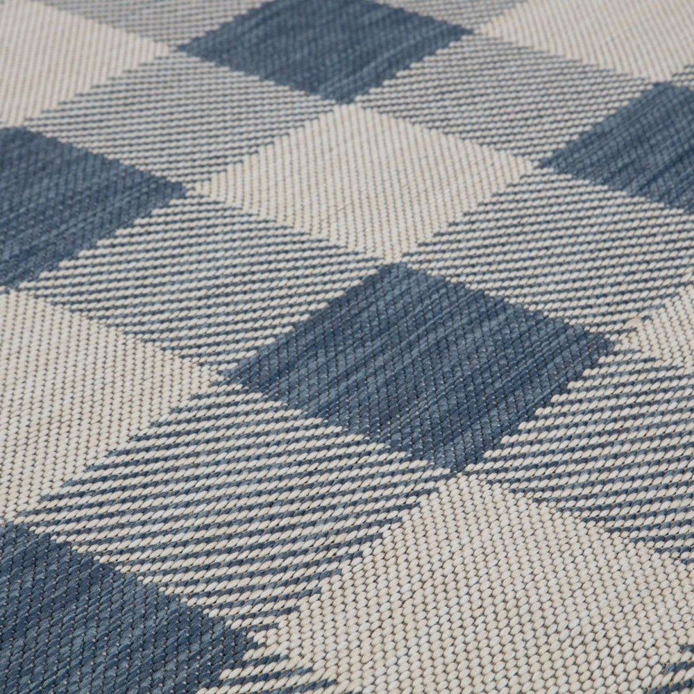 Blue Checkered Outdoor Rug for Garden | Shop The Rugs