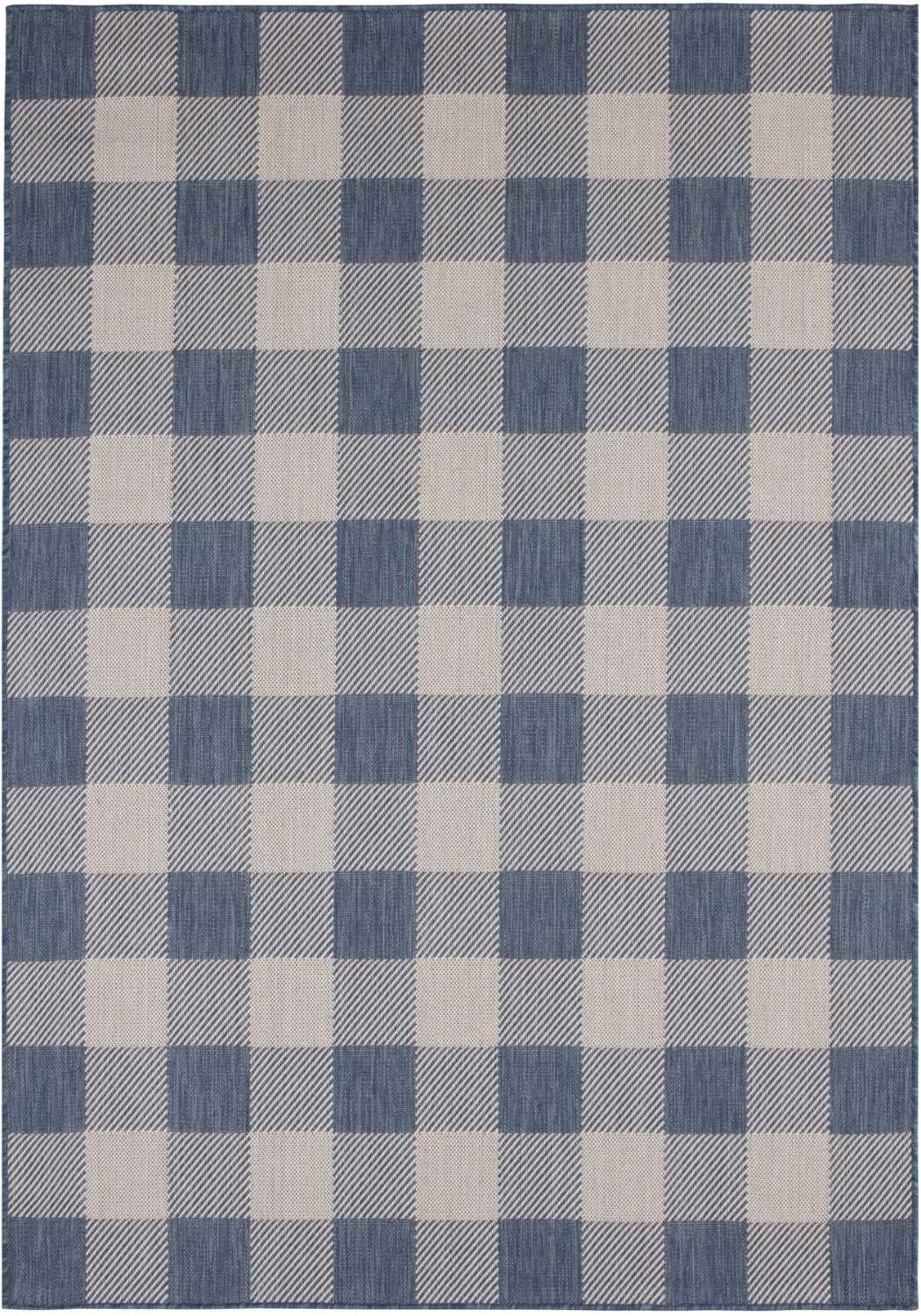Blue Checkered Outdoor Rug for Garden | Shop The Rugs