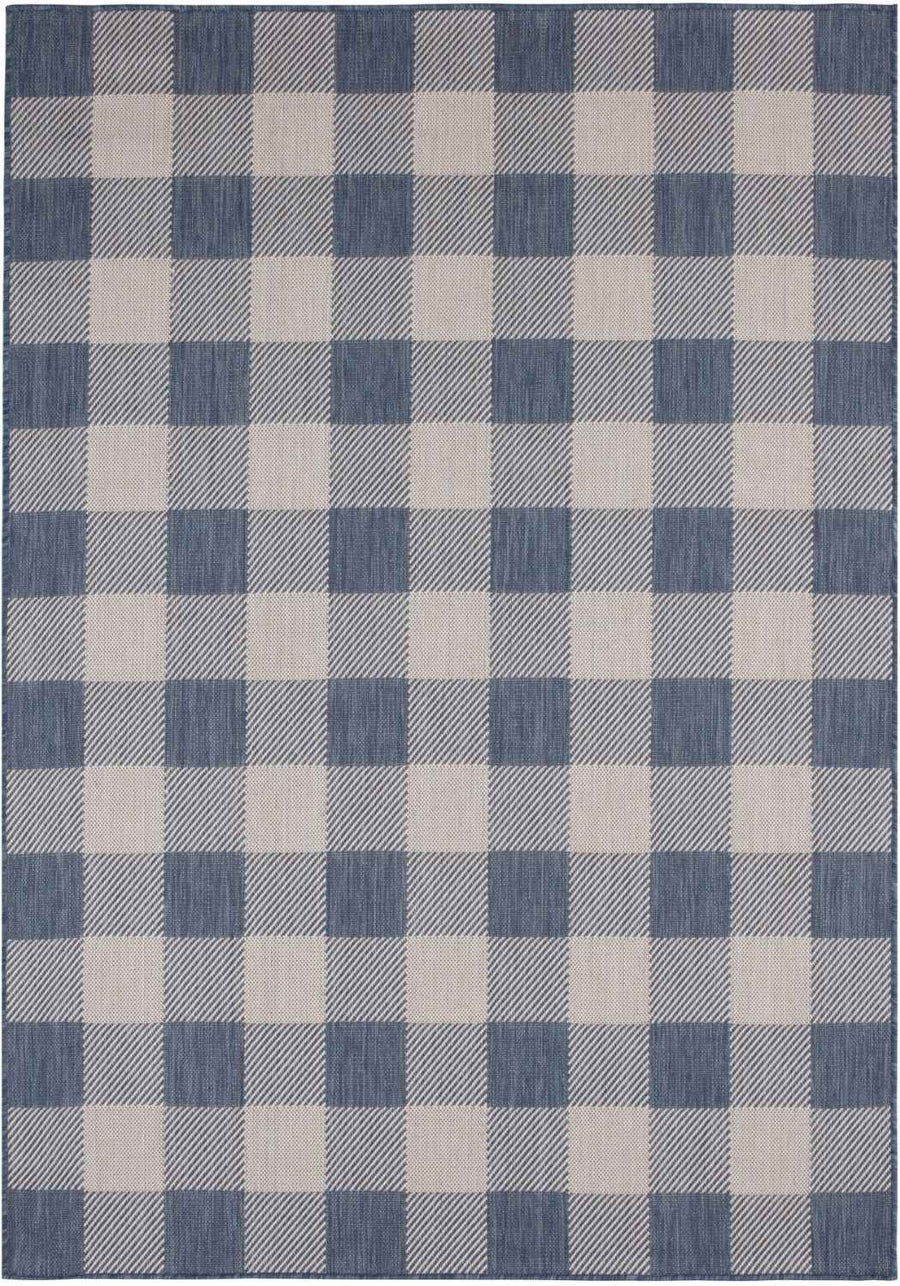Blue Checkered Outdoor Rug for Garden | Shop The Rugs