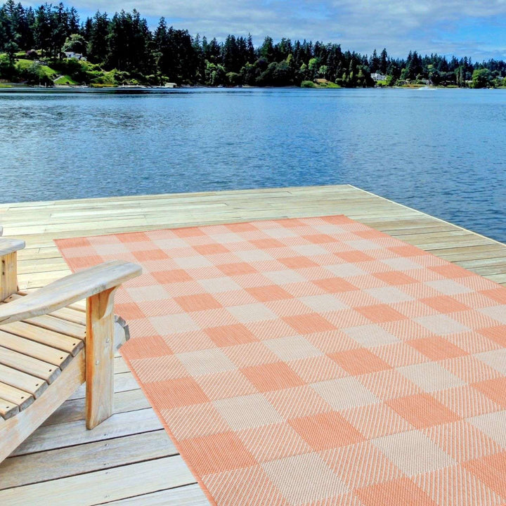 Outdoor-Indoor Rug Orange Geometric Design Weather-Proof | The Rugs