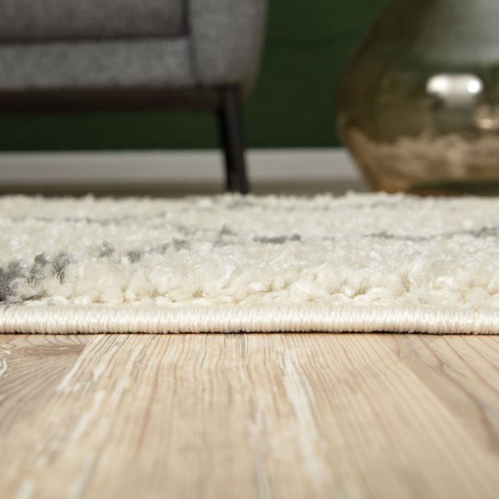 Moroccan Design Thick Shaggy Area Rugs Ivory