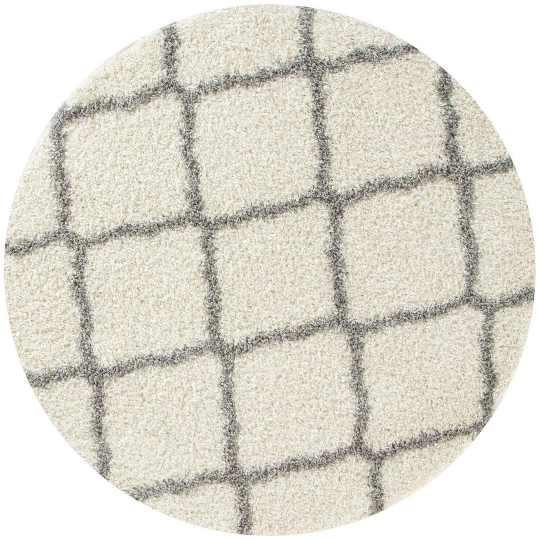 Moroccan Design Thick Shaggy Area Rugs Ivory
