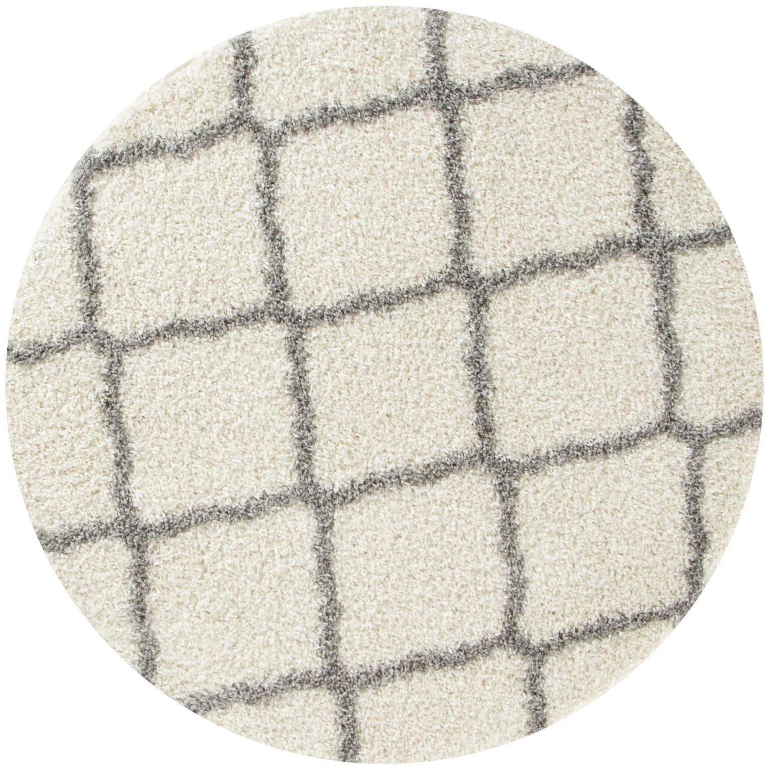 Moroccan Design Thick Shaggy Area Rugs Ivory