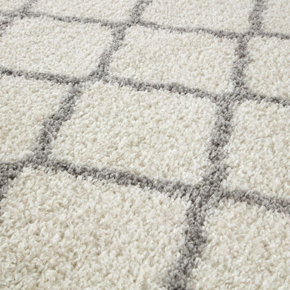 Moroccan Design Thick Shaggy Area Rugs Ivory