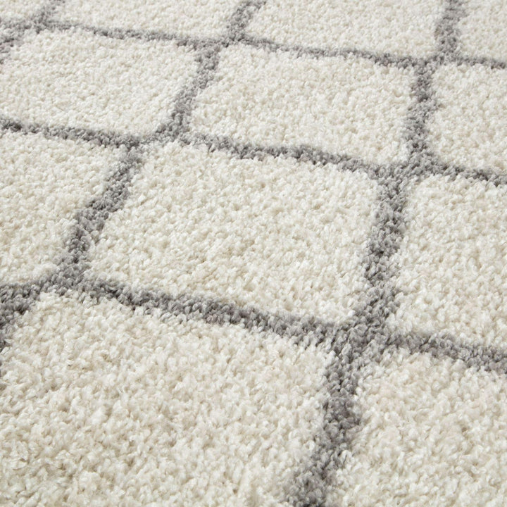 Moroccan Design Thick Shaggy Area Rugs Ivory
